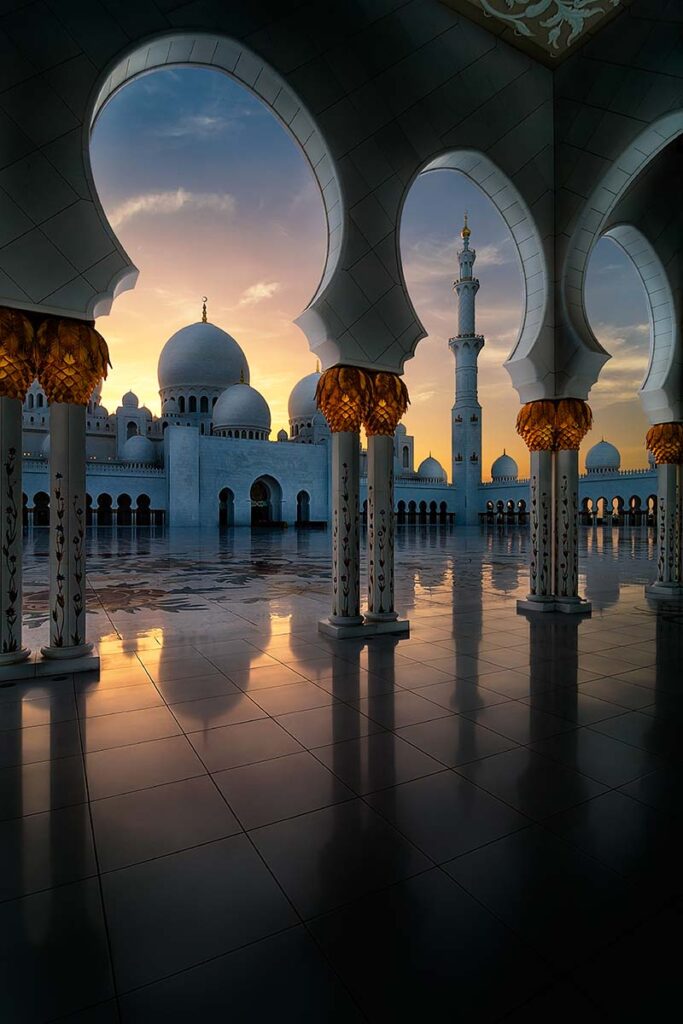 sunset view at mosque abu dhabi united arab emir 2022 02 08 22 39 27 utc copy